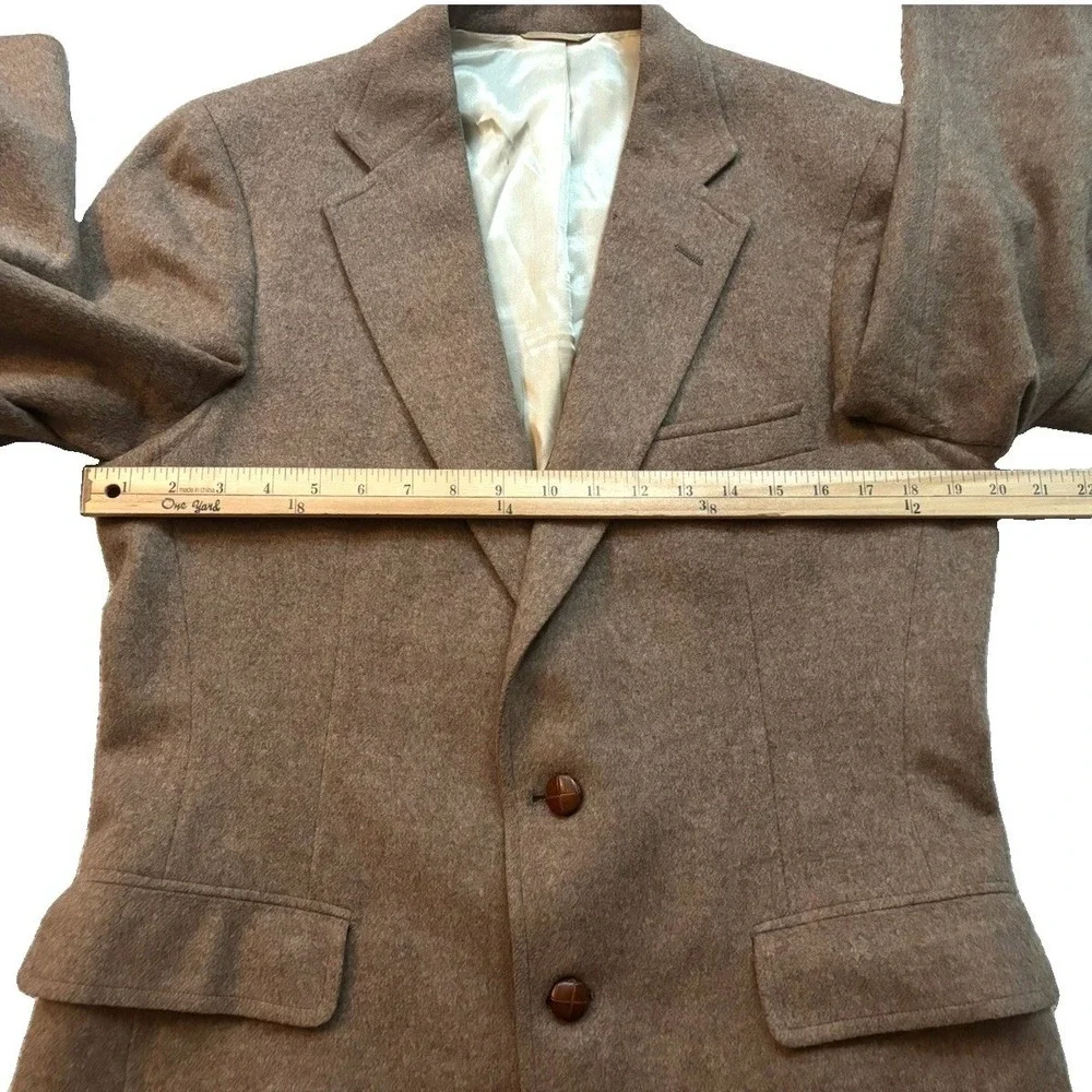 Vtg Chaps Ralph Lauren Camel Wool Flannel Sport Coat Men 40R Brown Cashmere USA